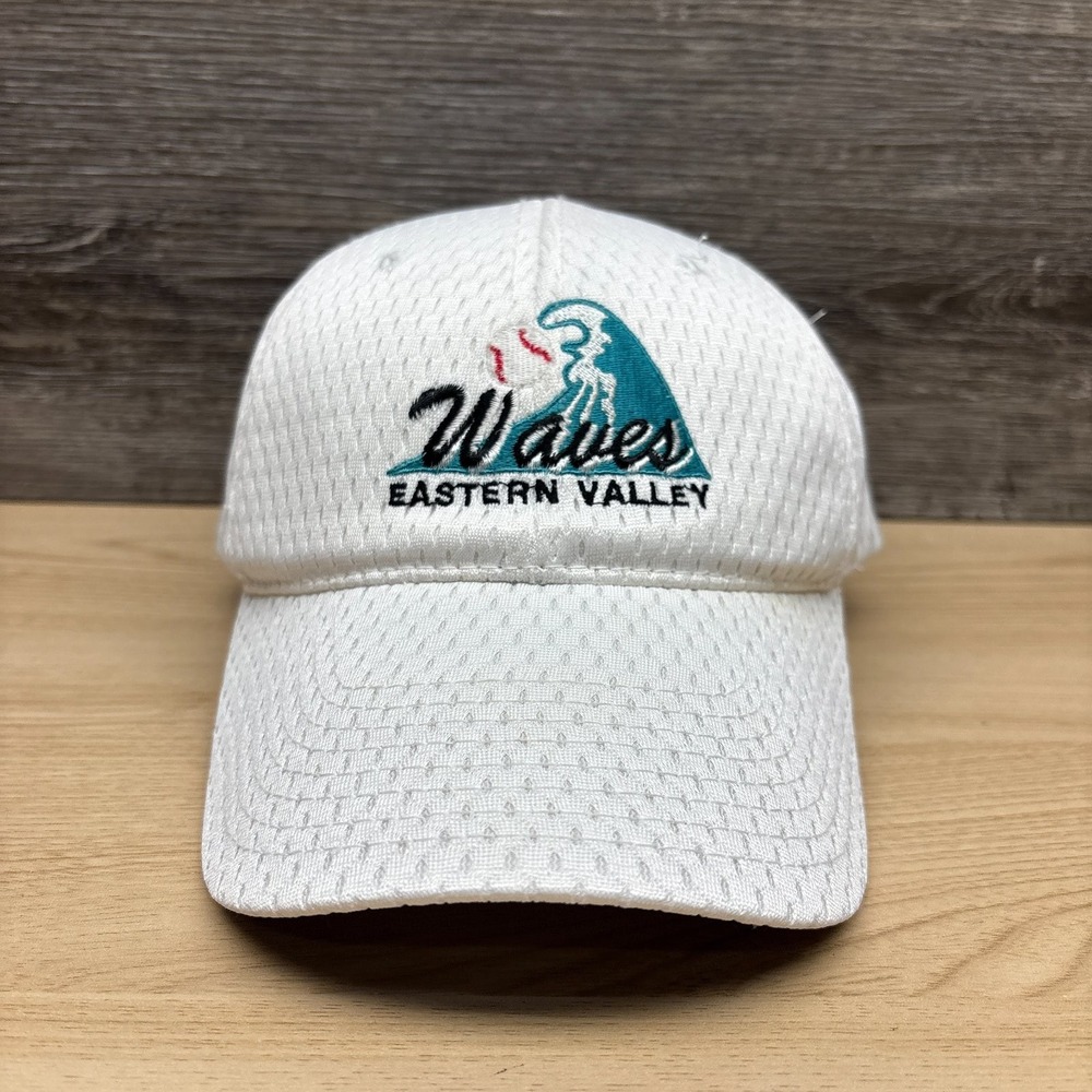 Eastern Valley Waves Outdoor Cap Hat Cap Strap Back White Teal Baseball Mens